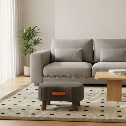 Small Rectangle Foot Stool, Velvet Fabric Footrest Ottoman Stool with Non-Skid Wood Legs, Modern Footstools Step for Couch - gallery 2