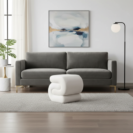 Vanity Stool, Modern S-Shaped Pouf Ottoman Footrest Makeup Chair Foot Stool Under Desk, Decorative Floor Seat - gallery 2