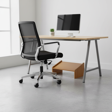 Comfortable footstool with adjustable pedals fatigue relieving footstool bamboo office footstool seat posture improvement device - gallery 2