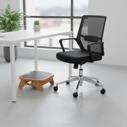 under Desk Footrest Wooden Foot Rest Feet Stand Adults Anti Slip Foot Stool Desk Leg Rest for Travel Computer Car Living Room - gallery 2