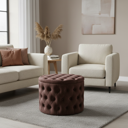 Nordic Luxury Sofa Footstool Living Room Bedroom Wardrobe Rest Stool Internet Celebrity Pink Fabric Storage Round Sofa Stool - gallery 2