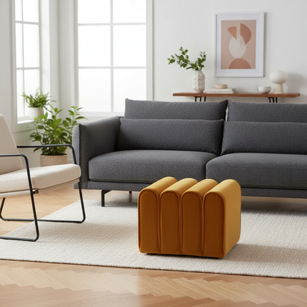 Shoe Change Stool for Living Room Fitting Room Bedroom Fashion Designer Sofa Foot Stool Frame Bed End Stool  Flannel + Wood - gallery 2