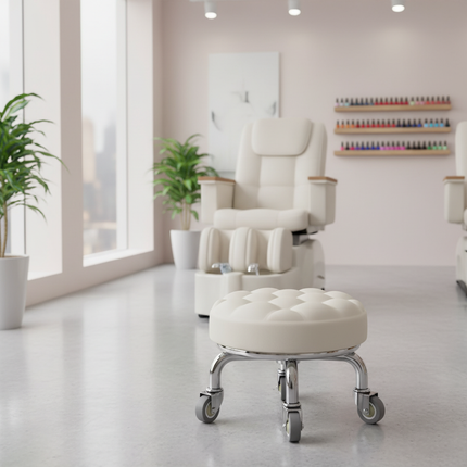 5-Wheel Metal Stool - Thickened Silent Low Stool with Sturdy Frame for Home/Foot Spa/Cosmetology/Kids - gallery 2