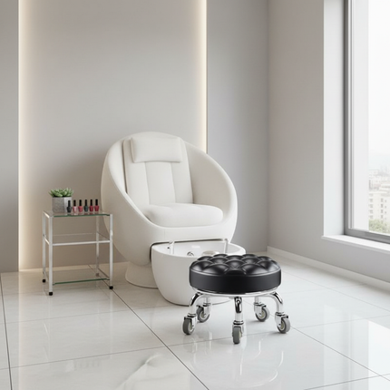 5-Wheel Metal Stool - Thickened Silent Low Stool with Sturdy Frame for Home/Foot Spa/Cosmetology/Kids - gallery 2