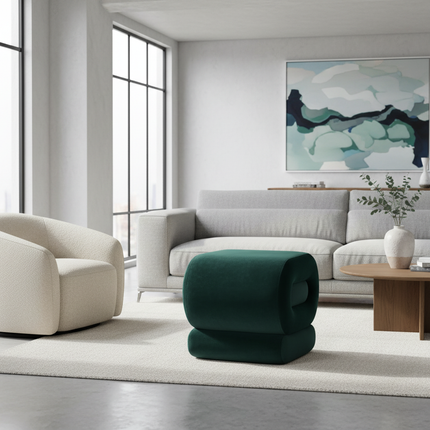 Modern Foot Stool Ottoman, S-Shaped Velvet Vanity Stool, Upholstered Sofa Footrest Extra Seating Pouf for Bedroom - gallery 2