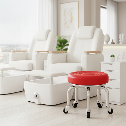 5-Wheel Metal Stool - Thickened Silent Low Stool with Sturdy Frame for Home/Foot Spa/Cosmetology/Kids - gallery 2