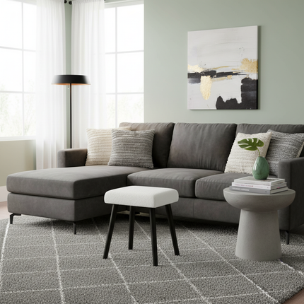 Pouf Dressing Table Stool Teddy Velvet Salon Footrest Rectangular Pouf with Padded Seat for Bedroom Living Room - gallery 2