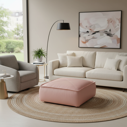 45cm Moroccan Artificial PU Leather Pouf Cover Craft Simple Sofa Ottoman Footstool Unstuffed Living Room Bedroom Cushion Covers - gallery 2