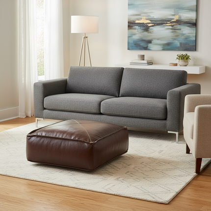 45cm Moroccan Artificial PU Leather Pouf Cover Craft Simple Sofa Ottoman Footstool Unstuffed Living Room Bedroom Cushion Covers - gallery 2