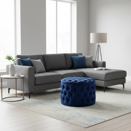 Nordic Luxury Sofa Footstool Living Room Bedroom Wardrobe Rest Stool Internet Celebrity Pink Fabric Storage Round Sofa Stool - gallery 2