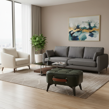 Light luxury leather square stool, leather soft bag, shoe changing stool, living room stool, sofa footstool, home decoration - gallery 2