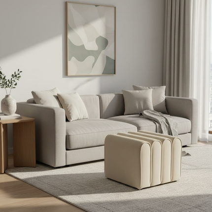 Shoe Change Stool for Living Room Fitting Room Bedroom Fashion Designer Sofa Foot Stool Frame Bed End Stool  Flannel + Wood - gallery 2