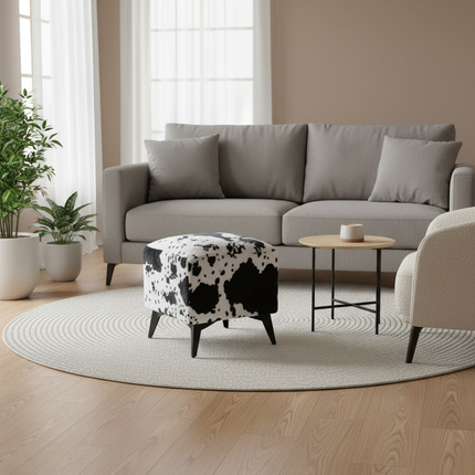 ‌Faux Leather Ottoman, Plush Entryway Bench, Velvet Square Stool, Minimalist Footrest for Bedroom/Balcony with Non-Skid Base - gallery 2