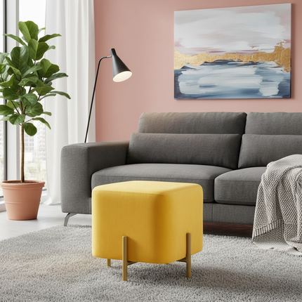 Customized Velvet Dressing Stool Golden Leg Tassel Makeup Bench Openable Ottoman Pouf for Home Fashionable Furniture - gallery 2