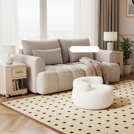 Soft Sofa Stool Household Round Stools Imitation Lamb Cashmere Ottoman Wooden Adults Feet Rest Bedroom Footrest Home Furniture - gallery 2