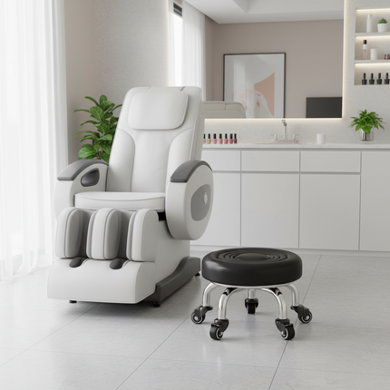 5-Wheel Metal Stool - Thickened Silent Low Stool with Sturdy Frame for Home/Foot Spa/Cosmetology/Kids - gallery 2