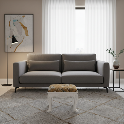 Retro Fabric Dressing Chair, Child Round Stool, Dressing Seat, Home Furniture, Living Room Dinning Chair, ABS Leg, Round Ottoman - gallery 2