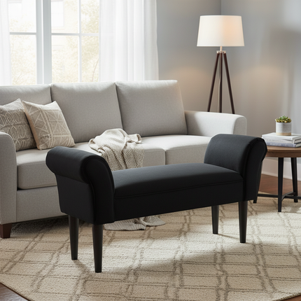 Homcom Footstool Bedside Bench with Arms Upholstered Bedroom Bench - gallery 2