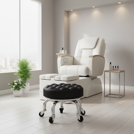 5-Wheel Metal Stool - Thickened Silent Low Stool with Sturdy Frame for Home/Foot Spa/Cosmetology/Kids - gallery 2