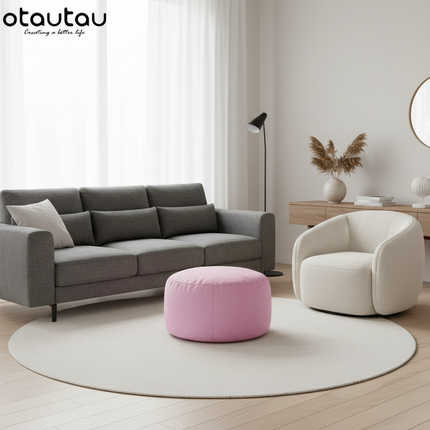 OTAUTAU Round Stool D30cm*H20cm Linen Bean Bag Ottoman with Filling Beanbag Pouf Footstool Tatami Futon Puff JD001 - gallery 2