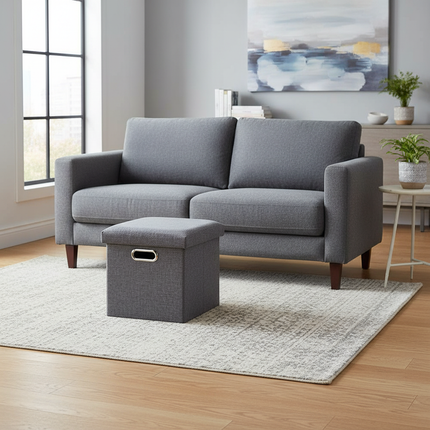 Folding Storage Ottoman Foldable Small Ottoman Foot Rest 11.81x11.81x11.81inch Square Footstool for Bedroom Dorm Entryway Office - gallery 2