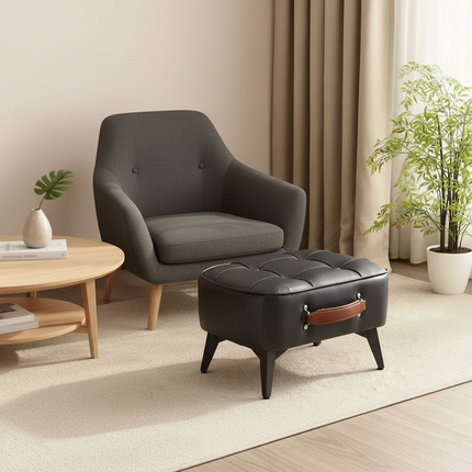 1pc Minimalist Short Stool, Super Soft & Space Saving Short Sofa, Household Shoe Bench With Soft Seating, For Living Room Entry - gallery 2