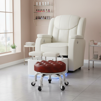 5-Wheel Metal Stool - Thickened Silent Low Stool with Sturdy Frame for Home/Foot Spa/Cosmetology/Kids - gallery 2