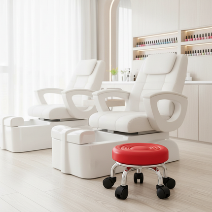 5-Wheel Metal Stool - Thickened Silent Low Stool with Sturdy Frame for Home/Foot Spa/Cosmetology/Kids - gallery 2