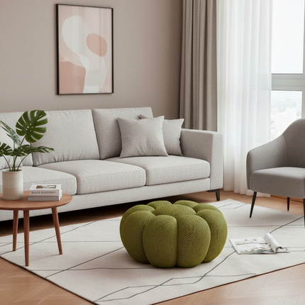 Nordic Sofa Pedal Simple Round Stool Low Ottomans Living Room Sofa Footstool 3D Fabric Creative Leg Footstool Pumpkin Footstools - gallery 2