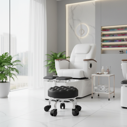5-Wheel Metal Stool - Thickened Silent Low Stool with Sturdy Frame for Home/Foot Spa/Cosmetology/Kids - gallery 2