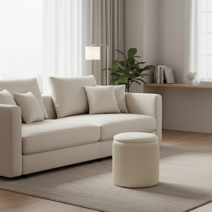 Round Ottoman Living Room Dresser Stool Nordic Modern Footrest Entrance Aesthetic Ottoman Pouf with Storage Space Soft Furniture - gallery 2