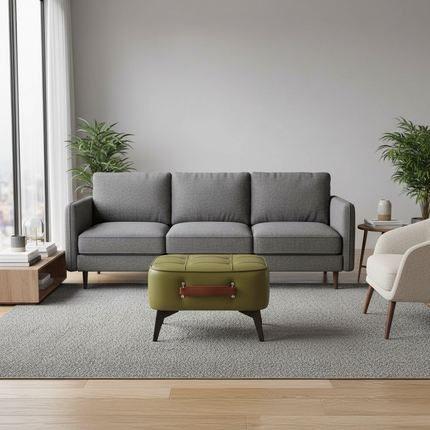 Light luxury leather square stool, leather soft bag, shoe changing stool, living room stool, sofa footstool, home decoration - gallery 2