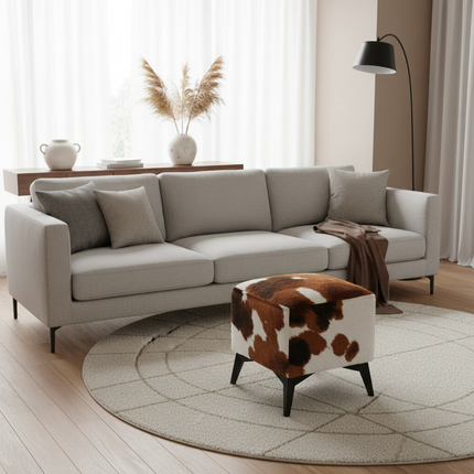 ‌Faux Leather Ottoman, Plush Entryway Bench, Velvet Square Stool, Minimalist Footrest for Bedroom/Balcony with Non-Skid Base - gallery 2