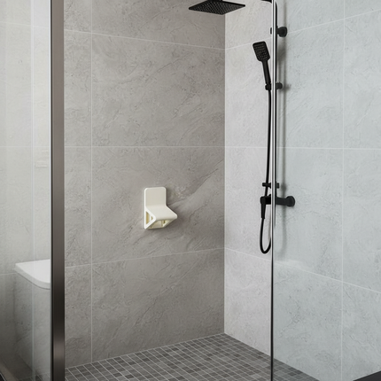 Striped Plastic Shower Footrest - No-Drill Wall-Mounted Bathroom Helper for Leg Shaving & Back Pain Relief - gallery 2