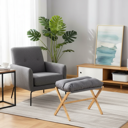 Household Portable Minimalist Living Room Office Desk Cushion Footstool X-shaped Folding Stool - gallery 2