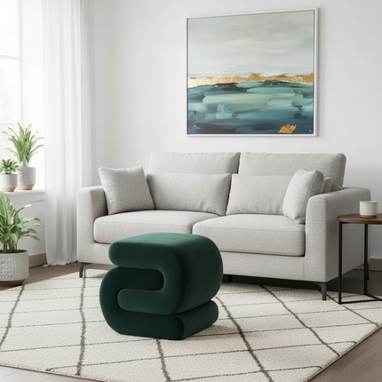 Vanity Stool, Modern S-Shaped Pouf Ottoman Footrest Makeup Chair Foot Stool Under Desk, Decorative Floor Seat - gallery 2