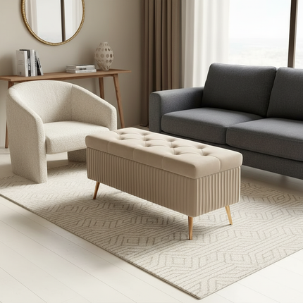 Velvet Ottoman Bench for Living Room Nordic Design Shoe Changing Stool with Storage Bedroom Bed End Seat Modern - gallery 2