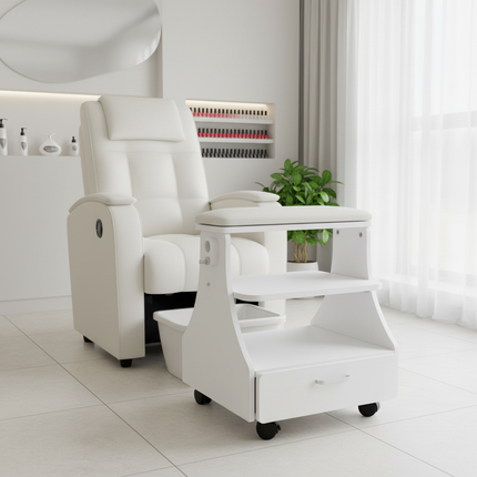 Pedicure Stool Foot Rest Pedicure Manicure Funiture Beauty Salon Nail Trolley Cart Footbath Stool White/Black/Pink - gallery 2