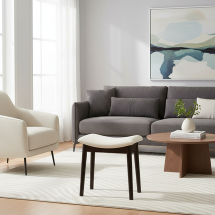 Vanity Stool Vanity Chair 18 Inch-  Stool Chair Wood Legs, Modern Piano Bench Makeup and Foot Stool for Bedroom. - gallery 2