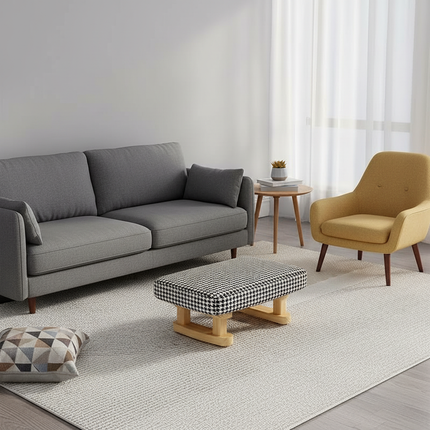 Colorful Small Wooden Stool with Non-Slip Pad Footrest Seat Square Household Living Room Hallway Sofa Tea Stools - gallery 2