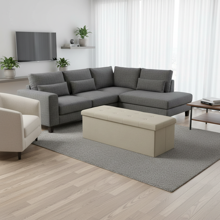 1PC Foldable Stool Home Ottoman Seat Bench Chest with Storage Space Organizer Box Living Room Furniture - gallery 2