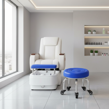 5-Wheel Metal Stool - Thickened Silent Low Stool with Sturdy Frame for Home/Foot Spa/Cosmetology/Kids - gallery 2