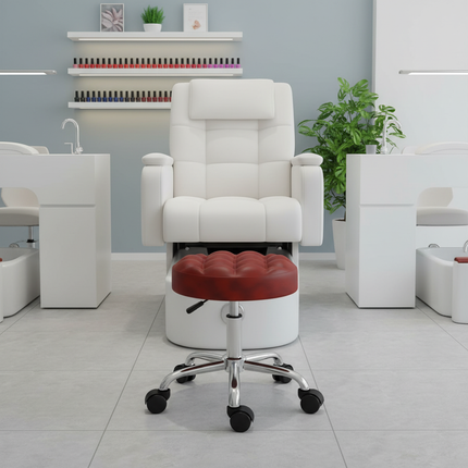 5-Wheel Metal Stool - Thickened Silent Low Stool with Sturdy Frame for Home/Foot Spa/Cosmetology/Kids - gallery 2