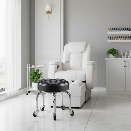 5-Wheel Metal Stool - Thickened Silent Low Stool with Sturdy Frame for Home/Foot Spa/Cosmetology/Kids - gallery 2
