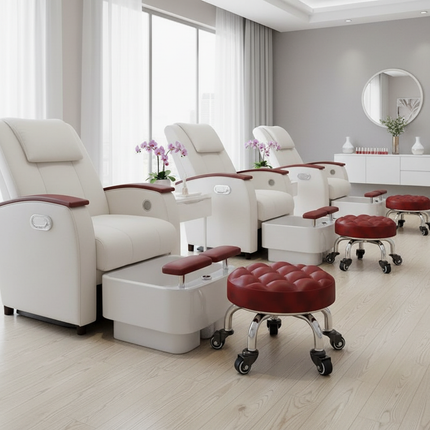 5-Wheel Metal Stool - Thickened Silent Low Stool with Sturdy Frame for Home/Foot Spa/Cosmetology/Kids - gallery 2