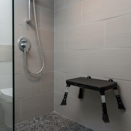 3-speed adjustable folding step stool for adults and seniors, safer metal step stool, sturdy and stable step stool - gallery 2