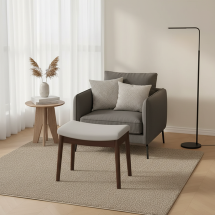 Foot Stool, Saddle Cushion Vanity Stool, Modern Concave Ottoman with Upholstered Seat for Entryway, Bedroom, Patio, Living Room. - gallery 2