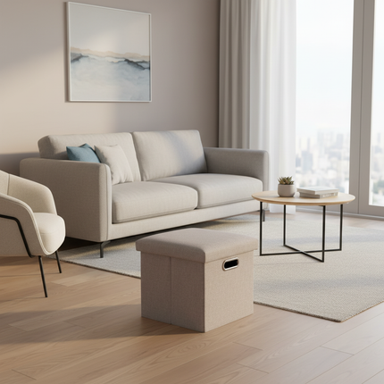 Folding Storage Ottoman Foldable Small Ottoman Foot Rest 11.81x11.81x11.81inch Square Footstool for Bedroom Dorm Entryway Office - gallery 2