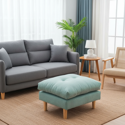 Soft Velvet Solid Wood Bed-End Bench  Durable Nordic Sofa Footstool  Sturdy Living Room Ottoman  Versatile Square Footrest - gallery 2