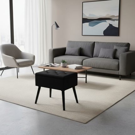 Rectangular Storage Box, Velvet Dressing Table Stool, Folding Cushioned Seat, Footrest with B-legs - gallery 2